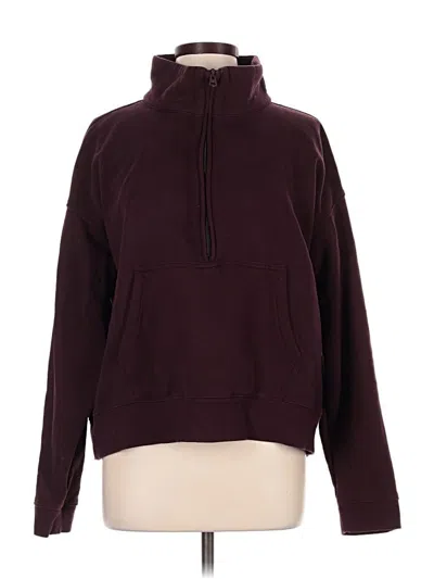Pre-owned Lands' End Fleece Jacket In Burgundy