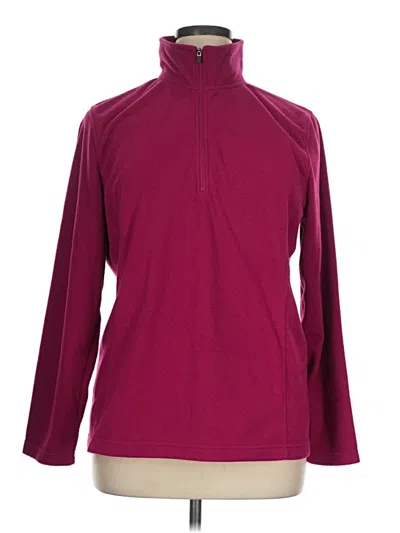 Pre-owned Lands' End Fleece Jacket In Burgundy