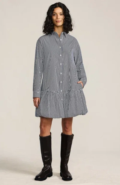 Lands' End Flounce Button Front Shirt Dress In Gray