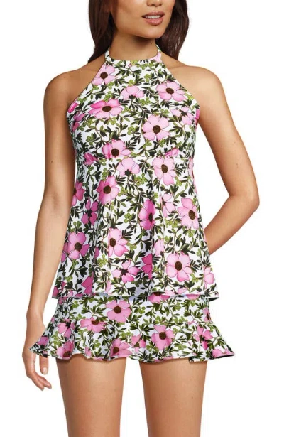 Lands' End Flutter High Neck Halter Tankini Top In Multi