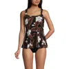 Lands' End Adjustable Scoop Neck Flutter Tankini Top In Black Floral Palm