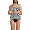 Lands' End Adjustable Scoop Neck Flutter Tankini Top In Black Havana Floral