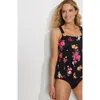 Lands' End Adjustable Scoop Neck Flutter Tankini Top In Black Meadow Floral