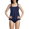Lands' End Adjustable Scoop Neck Flutter Tankini Top In Deep Sea Polka Dot