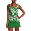 Lands' End Adjustable Scoop Neck Flutter Tankini Top In Fresh Grass Painted Flower