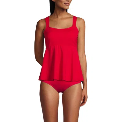 Lands' End Adjustable Scoop Neck Flutter Tankini Top In Strawberry