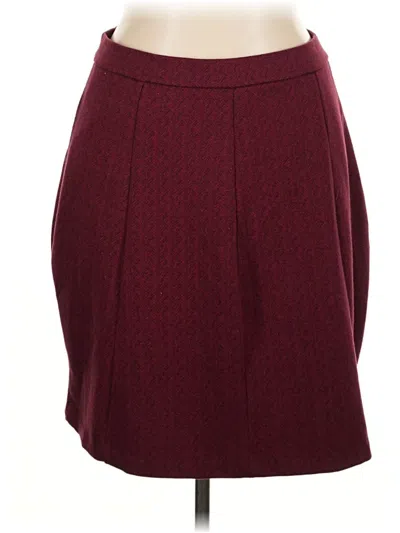 Pre-owned Lands' End Formal Skirt In Burgundy