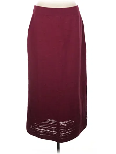 Pre-owned Lands' End Formal Skirt In Burgundy
