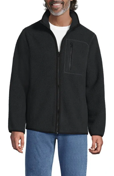 Lands' End Full Zip High Pile Fleece Jacket In Black