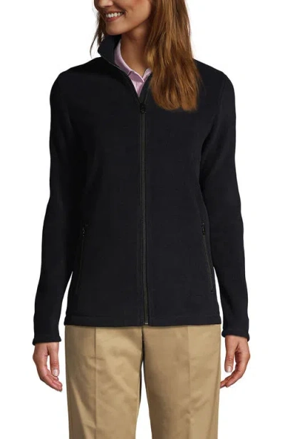 Lands' End Full-zip Mid-weight Fleece Jacket In Black