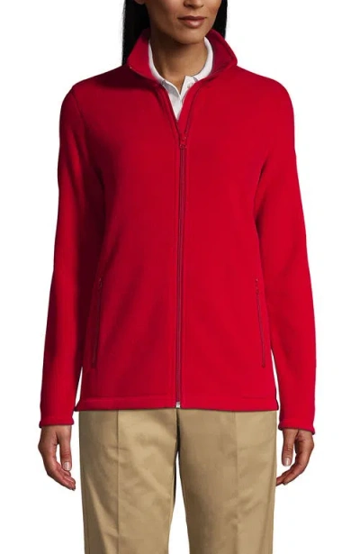 Lands' End Full-zip Mid-weight Fleece Jacket In Red