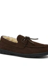 Lands' End Fuzzy Lined Lace Up Moccasin Slippers In Brown