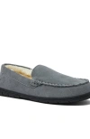 Lands' End Fuzzy Lined Suede Moccasin Slippers In Castle Rock Suede