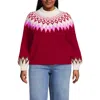 Lands' End Fuzzy Turtleneck Lantern Sleeve Jacquard Sweater In Burgundy