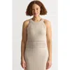 Lands' End Gassed Cotton Pointelle Halter Top Sweater Set Top In Neutral