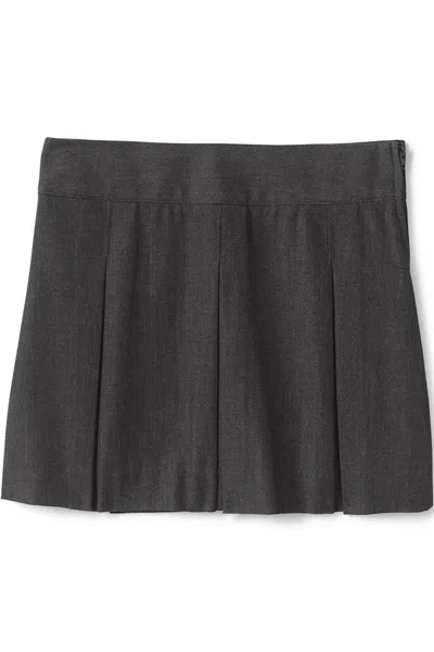 Lands' End Girls Above The Knee Poly Cotton Pleated Skirt In Gray
