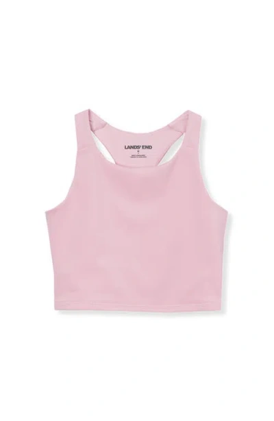 Lands' End Kids'  Girls Active Crop Tank In Fairy Tale Pink