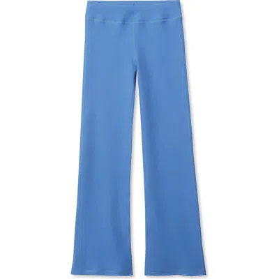 Lands' End Kids'  Girls Active Flare Ribbed Leggings In Blue