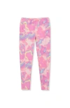 Lands' End Kids'  Girls Active Leggings In Pink Marble