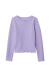 Lands' End Kids'  Girls Active Long Sleeve Rib Knit Top In Purple