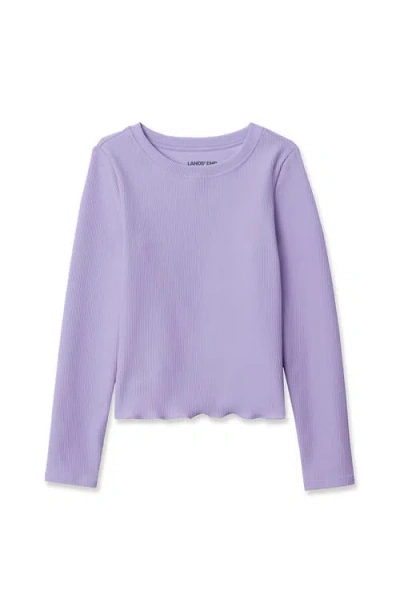Lands' End Kids'  Girls Active Long Sleeve Rib Knit Top In Purple