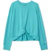 Lands' End Kids'  Girls Active Long Sleeve Twist Top In Blue