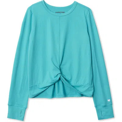Lands' End Kids'  Girls Active Long Sleeve Twist Top In Blue