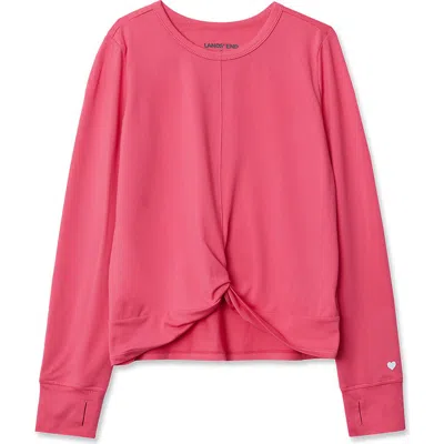 Lands' End Kids'  Girls Active Long Sleeve Twist Top In Pink