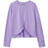 Lands' End Kids'  Girls Active Long Sleeve Twist Top In Purple