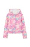 Lands' End Kids'  Girls Active Zip Up Hoodie In Pink Marble