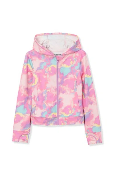 Lands' End Kids'  Girls Active Zip Up Hoodie In Pink Marble