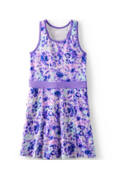 Lands' End Kids'  Girls Athletic Active Tank Top Dress In Purple