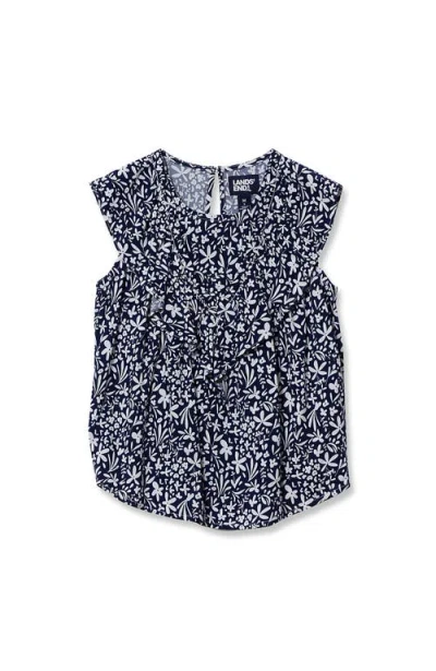 Lands' End Kids'  Girls Breezy V-neck Ruffle Top In Blue