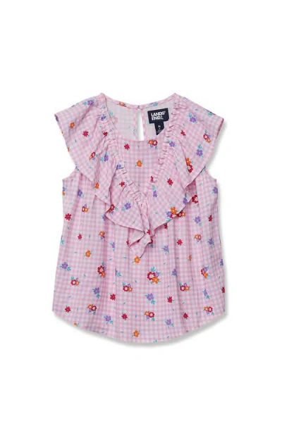 Lands' End Kids'  Girls Breezy V-neck Ruffle Top In Pink