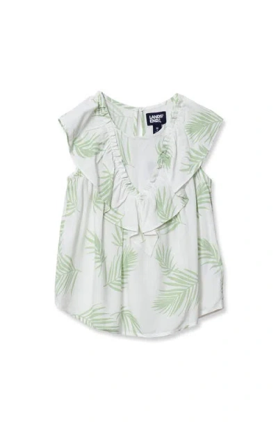 Lands' End Kids'  Girls Breezy V-neck Ruffle Top In White
