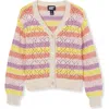 Lands' End Girls Button Front Cable Cardigan In Oatmeal Multi