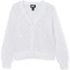 Lands' End Kids'  Girls Button Front Cable Cardigan In White
