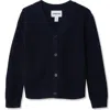 Lands' End Kids'  Girls Button Front Knit Cardigan In Blue
