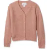 Lands' End Girls Button Front Knit Cardigan In Brown