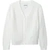 Lands' End Kids'  Girls Button Front Knit Cardigan In White