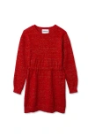 Lands' End Kids'  Girls Chenille Cinched Waist Sweater Dress In Red