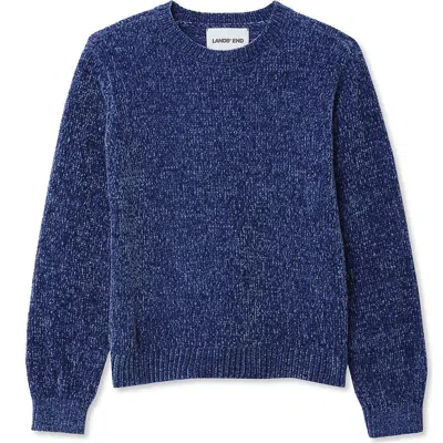 Lands' End Kids'  Girls Chenille Sweater In Blue