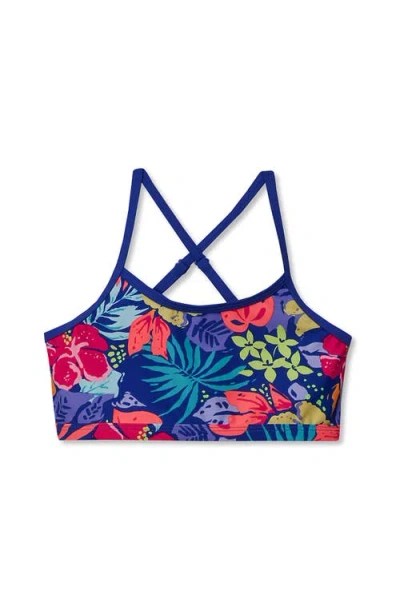 Lands' End Kids'  Girls Chlorine Resistant Criss Cross Bikini Top In Blue