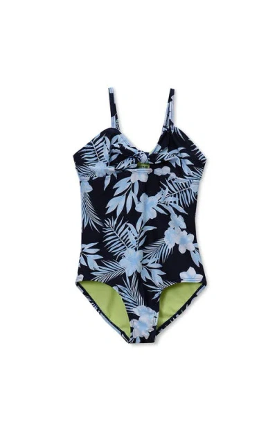 Lands' End Kids'  Girls Chlorine Resistant Cutout One Piece Swimsuit In Blue
