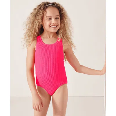 Lands' End Babies'  Girls Chlorine Resistant Racerback One Piece Swimsuit In Bright Pink