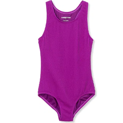 Lands' End Babies'  Girls Chlorine Resistant Racerback One Piece Swimsuit In Neon Purple