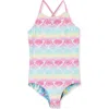 Lands' End Kids'  Girls Chlorine Resistant Reversible One Piece Swimsuit In Pastel Shells/tie Dye