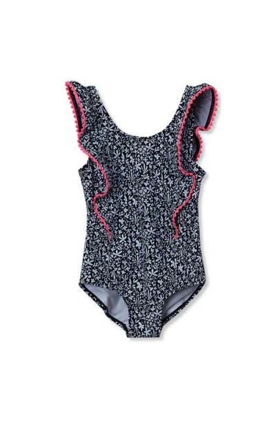 Lands' End Kids'  Girls Chlorine Resistant Scoop Neck Ruffle One Piece Swimsuit In Gray