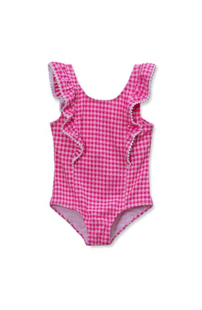 Lands' End Kids'  Girls Chlorine Resistant Scoop Neck Ruffle One Piece Swimsuit In Pink