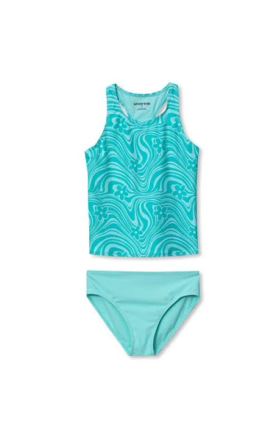 Lands' End Kids'  Girls Chlorine Resistant Tankini Swim Set In Blue